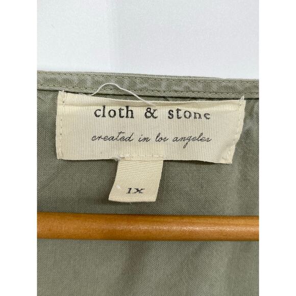 Cloth and Stone Anthropologie Sage Green Midi Dress 1X Boho Lagenlook Minimalist - Picture 5 of 7